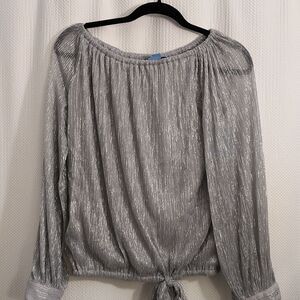 CeCe Silver Metallic Blouse